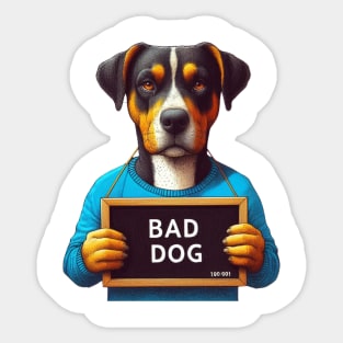 Illustrated Rottweiler Bad Dog Mugshot Sticker